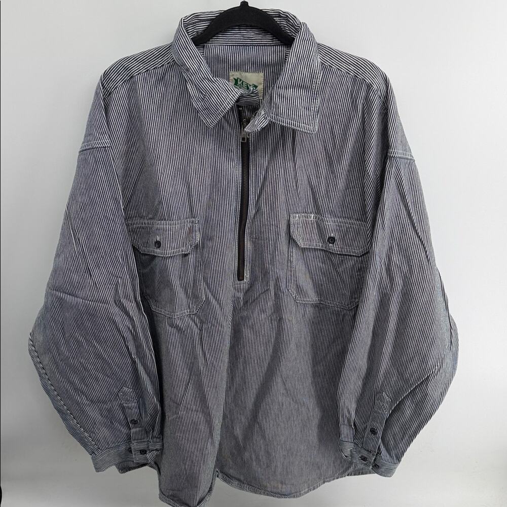 NWOT Key work wear denim 1/4 zip railroad hickory stripe denim pullover top 3XLR